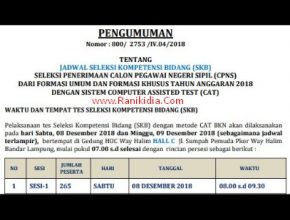 Lokasi, Jadwal, SKB CPNS Kab/Kota Se-Provinsi Lampung 2018
