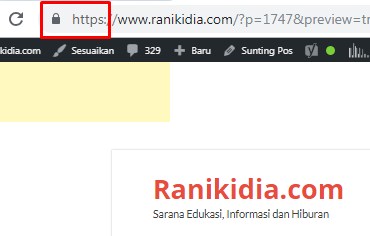 Ciri Website/Blog Ranikidia.com Bersertifikat SSL Aman untuk Di Akses